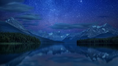 Bing wallpaper October 16, 2026. Maligne Lake, Jasper National Park, Alberta (© Andrey Popov/Getty Images)