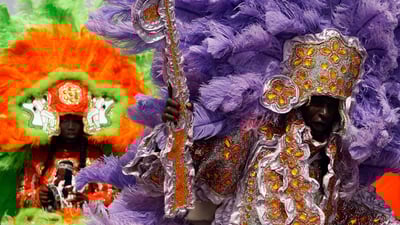 Bing wallpaper March 5, 2019. Members of the Wild Red Flame Mardi Gras Indians in New Orleans, Louisiana (© Chris Graythen/Getty Images)