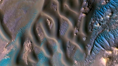 Bing wallpaper March 18, 2023. Gamboa Crater, Mars (© NASA/JPL-Caltech/University of Arizona)