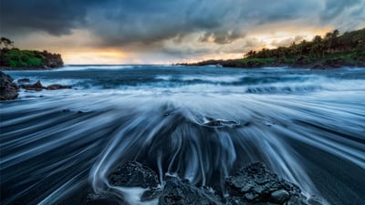 Bing wallpaper June 4, 2023. Black sand beach at Wai'ānapanapa State Park, Maui, Hawaii (© Matt Anderson Photography/Getty Images)