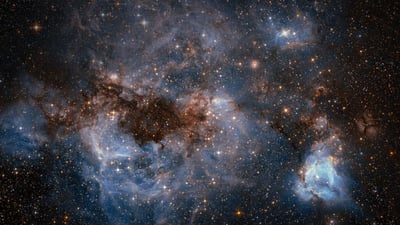 Bing wallpaper April 24, 2020. The Large Magellanic Cloud, photographed by the Hubble Space Telescope (© ESA/Hubble/NASA)