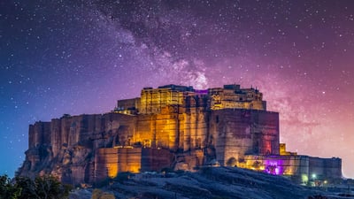 Bing wallpaper January 6, 2022. Mehrangarh Fort in Rajasthan, India (© Avigator Fortuner/Shutterstock)