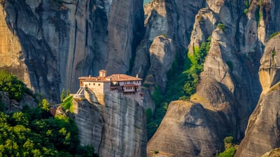 Bing wallpaper May 28, 2024. Roussanou Monastery, Meteora, Thessaly, Greece (© Marius Roman/Getty Images)