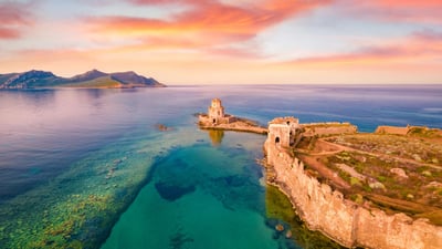 Bing wallpaper July 23, 2024. Methoni Castle, Messenia, Greece (© Andrew Mayovskyy/Shutterstock)