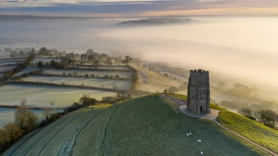 Bing wallpaper December 6, 2021. Glastonbury Tor, Somerset, England (© DEEPOL by plainpicture/Adam Burton)