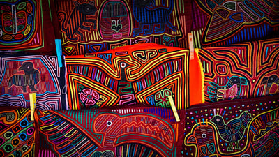 Bing wallpaper January 24, 2021. Handicrafts of the Guna people of the Guna Yala archipelago, Panama (© Lars Schneider/Tandem Stills + Motion)