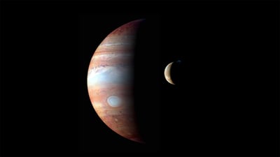 Bing wallpaper October 4, 2020. Montage of images of Jupiter and its volcanic moon Io (© NASA/Johns Hopkins University Applied Physics Laboratory/Southwest Research Institute/Goddard Space Flight Center)