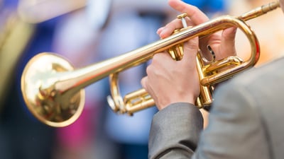 Bing wallpaper July 6, 2019. Close-up of a trumpet player's hands at Festival International de Jazz de Montréal (© Marc Bruxelle/Alamy Stock Photo)