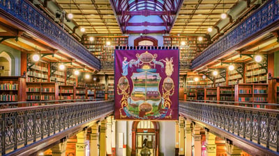 Bing wallpaper August 18, 2019. The interior of the historic Mortlock Library, in the State Library of South Australia, Adelaide (© Ray Warren Creative/Alamy Stock Photo)