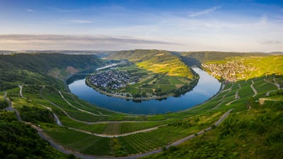Bing wallpaper July 9, 2023. Moselle River loop, Kröv, Germany (© Jorg Greuel/Getty Images)