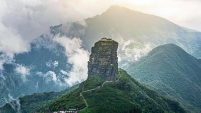 Bing wallpaper September 7, 2019. Mount Fanjing, the highest peak of the Wuling Mountains, in southwest China (© Keitma/Alamy)