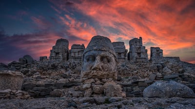 Bing wallpaper February 3, 2021. Colossal limestone statues on Mount Nemrut, Adıyaman, Turkey (© Peerakit JIrachetthakun/Getty Images)