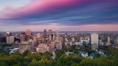Bing wallpaper June 27, 2026. Dramatic sky over Montreal, Quebec (© d3sign/Getty Images)