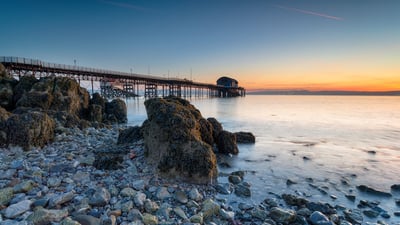 Bing wallpaper October 12, 2026. Mumbles Pier, Swansea, Wales (© Helen Hotson/Shutterstock)