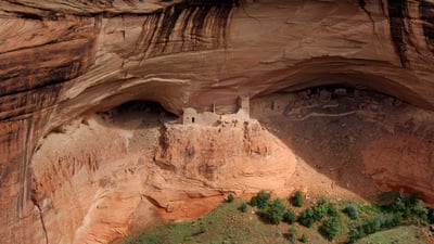 Bing wallpaper November 1, 2023. Mummy Cave ruins, Canyon de Chelly National Monument, Arizona (© Cindy Miller Hopkins/Danita Delimont)