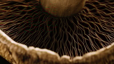 Bing wallpaper September 16, 2019. Detail of a portobello mushroom (© Justin Galloway/Offset)