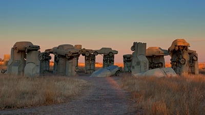 Bing wallpaper July 28, 2019. Carhenge, created by Jim Reinders near Alliance, Nebraska (© Charlie Summers/Minden Pictures)