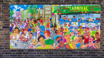 Bing wallpaper August 23, 2025. Notting Hill Carnival wall mural, London (© BRIAN ANTHONY/Alamy Stock Photo)