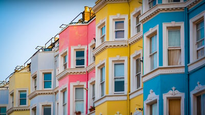 Bing wallpaper August 26, 2023. Colourful houses in Notting Hill, UK (© Sebastien Mercier/Getty Images)