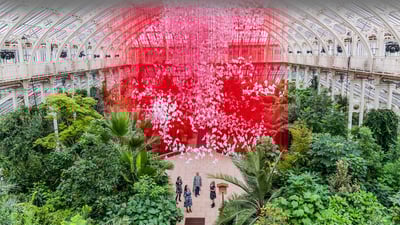 Bing wallpaper April 16, 2023. Haiku art installation, Kew Royal Botanic Gardens, London, England (© Guy Bell/Alamy Live News)