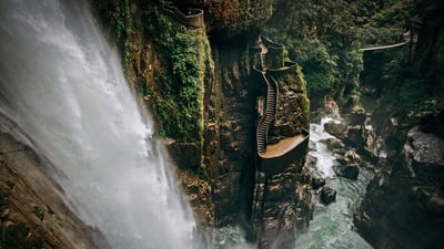 Bing wallpaper January 17, 2021. Agoyán waterfall near Baños de Agua Santa, Ecuador (© Laura BC/Getty Images)