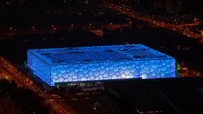 Bing wallpaper March 4, 2022. The National Aquatics Center in Beijing, China (© Han Haidan/China News Service via Getty Images)