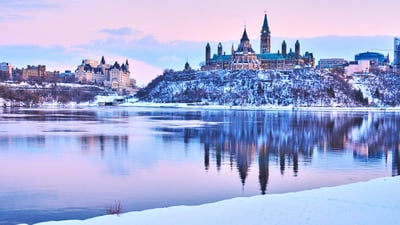Bing wallpaper December 9, 2020. View of the Parliament Hill in winter, Ottawa (© Thomas Brissiaud/Shutterstock)