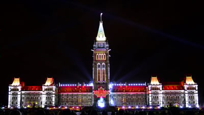 Bing wallpaper July 1, 2019. The Peace Tower on Parliament Hill, Ottawa (© Dennis Macdonald/Getty Images)