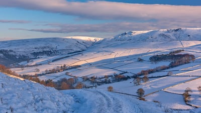 Bing wallpaper February 20, 2024. Kinder Scout at sunrise, Peak District National Park, England (© john finney photography/Getty Images)