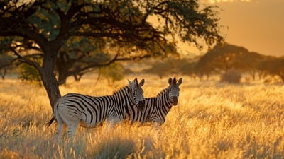 Bing wallpaper January 31, 2025. Plains zebras at sunrise, Mokala National Park, South Africa (© EcoPrint/Shutterstock)