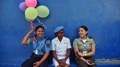 Bing wallpaper March 8, 2019. Policewomen from the United Nations Stabilization Mission in Haiti attend a ceremony to mark International Women's Day in 2016 (© Hector Retamal/AFP/Getty Images)