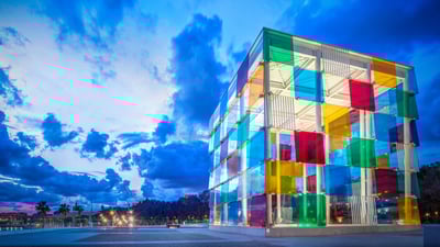 Bing wallpaper May 18, 2021. Centre Pompidou Málaga in Málaga, Spain (© Wim Wiskerke/Alamy)