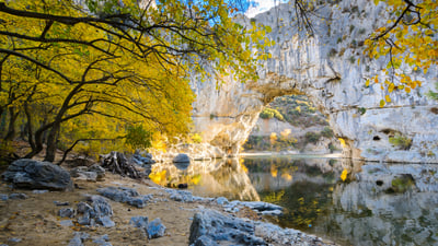 Bing wallpaper April 4, 2026. Pont d’Arc, Ardèche (© Gael Fontaine/Getty Images)