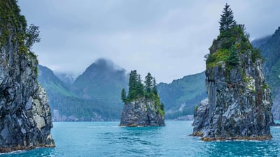Bing wallpaper December 2, 2020. Cove of Spires in Kenai Fjords National Park, Alaska (© Sekar B/Shutterstock)