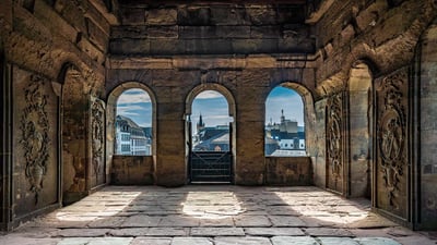 Bing wallpaper September 12, 2020. Im Innern der Porta Nigra, Trier, Rheinland-Pfalz (© Stockinasia/Alamy Stock Photo)