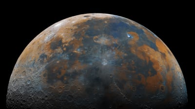 Bing wallpaper July 20, 2021. Composite image of the moon (© Prathamesh Jaju)