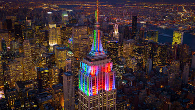 Bing wallpaper June 28, 2020. The Empire State Building lit up in honor of Pride Week in 2014, New York City (© C. Taylor Crothers/Offset by Shutterstock)