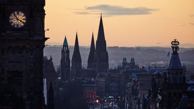 Bing wallpaper December 26, 2023. Princes Street, Edinburgh (© Andrew Merry/Moment/Getty Images)