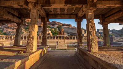 Bing wallpaper January 4, 2025. Pushkarani, Sri Krishna Temple, Hampi, Karnataka (© ImagesofIndia/Shutterstock)