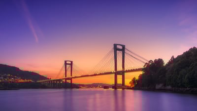 Bing wallpaper May 16, 2024. The Rande Bridge in Vigo, Spain (© Julio Conde/Getty Images)