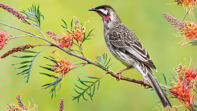 Bing wallpaper October 26, 2019. Red wattlebird, Victoria, Australia (© plainpicture/Minden Pictures/Jan Wegener/BIA)