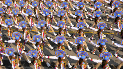 Bing wallpaper January 25, 2023. Indian Army soldiers march through the ceremonial Rajpath in New Delhi (© T. Narayan/Getty Images)