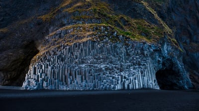 Bing wallpaper March 29, 2021. Reynisdrangar (basalt rock formations) on Reynisfjara Beach, Iceland (© Cavan Images/Getty Images)