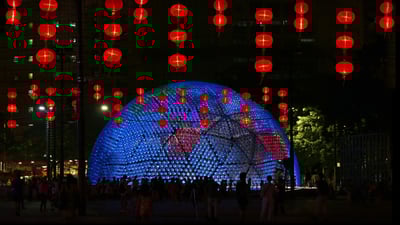 Bing wallpaper September 21, 2021. 'Rising Moon' lantern to celebrate the Mid-Autumn Festival in Hong Kong's Victoria Park (© Bobby Yip/Reuters)