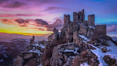 Bing wallpaper December 8, 2020. Rocca Calascio in Abruzzo, Italy (© Francesco Russo/eStock Photo)