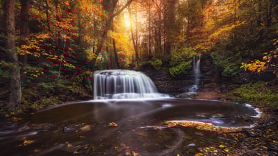 Bing wallpaper October 17, 2025. Rock River Falls, Upper Peninsula, Michigan, United States (© Matt Anderson Photography/Getty Images)