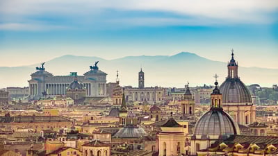 Bing wallpaper July 1, 2023. View of Rome from Castel Sant'Angelo, Italy (© sborisov/Getty Images)