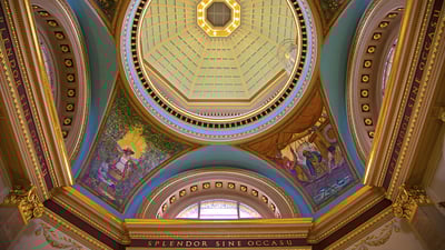 Bing wallpaper September 6, 2021. Decorative ceiling of the rotunda in the British Columbia legislative building, Victoria, B.C. (© Roy Langstaff/agefotostock)