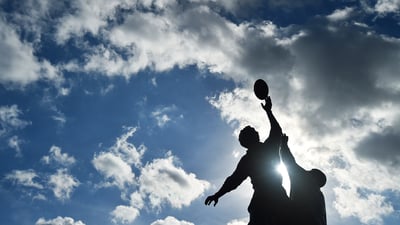 Bing wallpaper February 5, 2022. Bronze statue of a rugby line-out by British sculptor Gerald Laing outside Twickenham Stadium, south-west London (© Glyn Kirk/AFP/Getty Images)