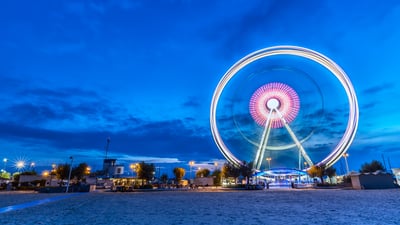 Bing wallpaper August 5, 2025. Ruota Panoramica, Rimini, Emilia-Romagna (© nantonov/iStock/Getty Images Plus)